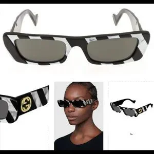 GUCCI UNISEX DRAMATIC BLACK & WHITE STRIPE RECTANGULAR SUNGLASSES Gucci | Accessories | Gucci Unisex Dramatic Black White  main image 4
